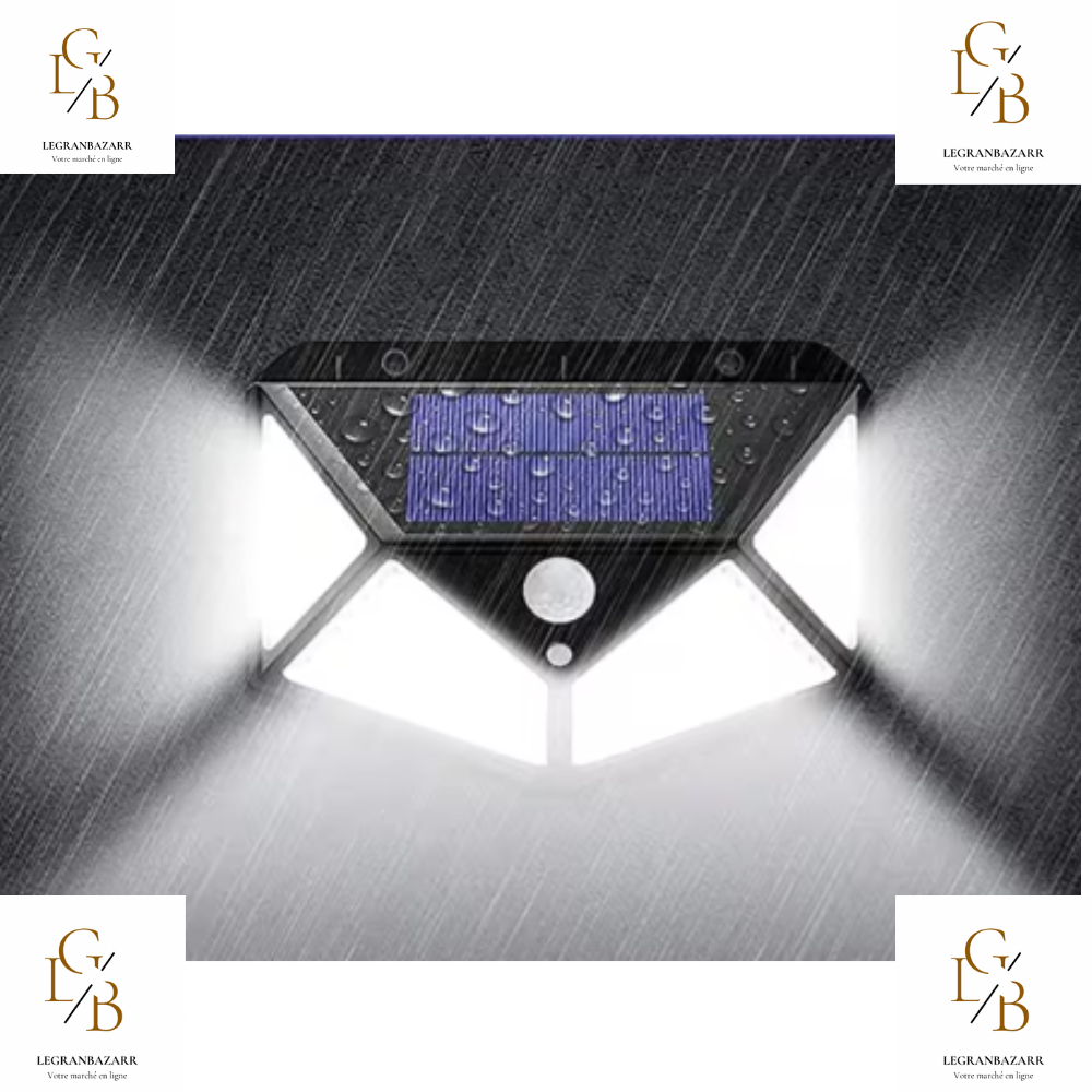 Applique Murale à 100 LED avec Capteur de Mouvement PIR - Éclairage Extérieur Solaire