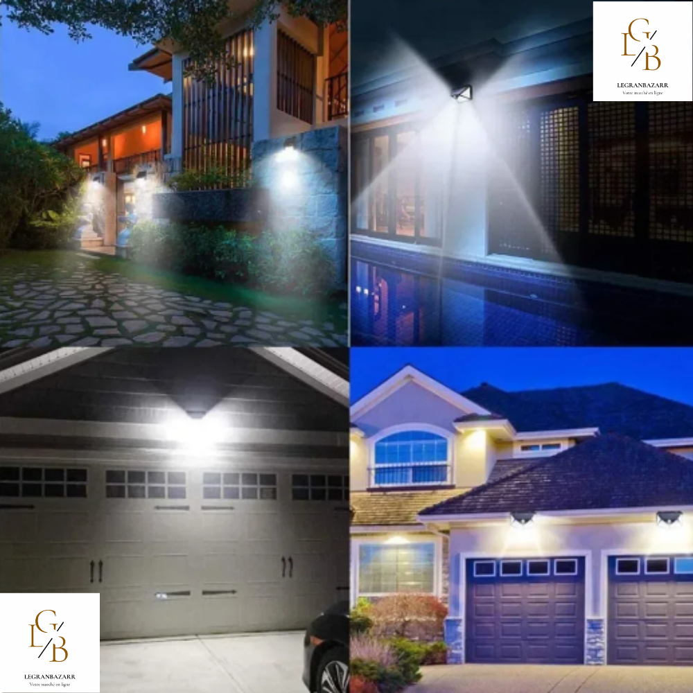 Applique Murale à 100 LED avec Capteur de Mouvement PIR - Éclairage Extérieur Solaire