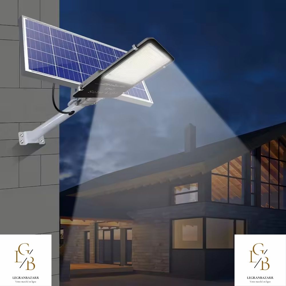 Réverbère Solaire Extérieur Étanche avec Capteur Crépusculaire Automatique - 200W, 6000mAh