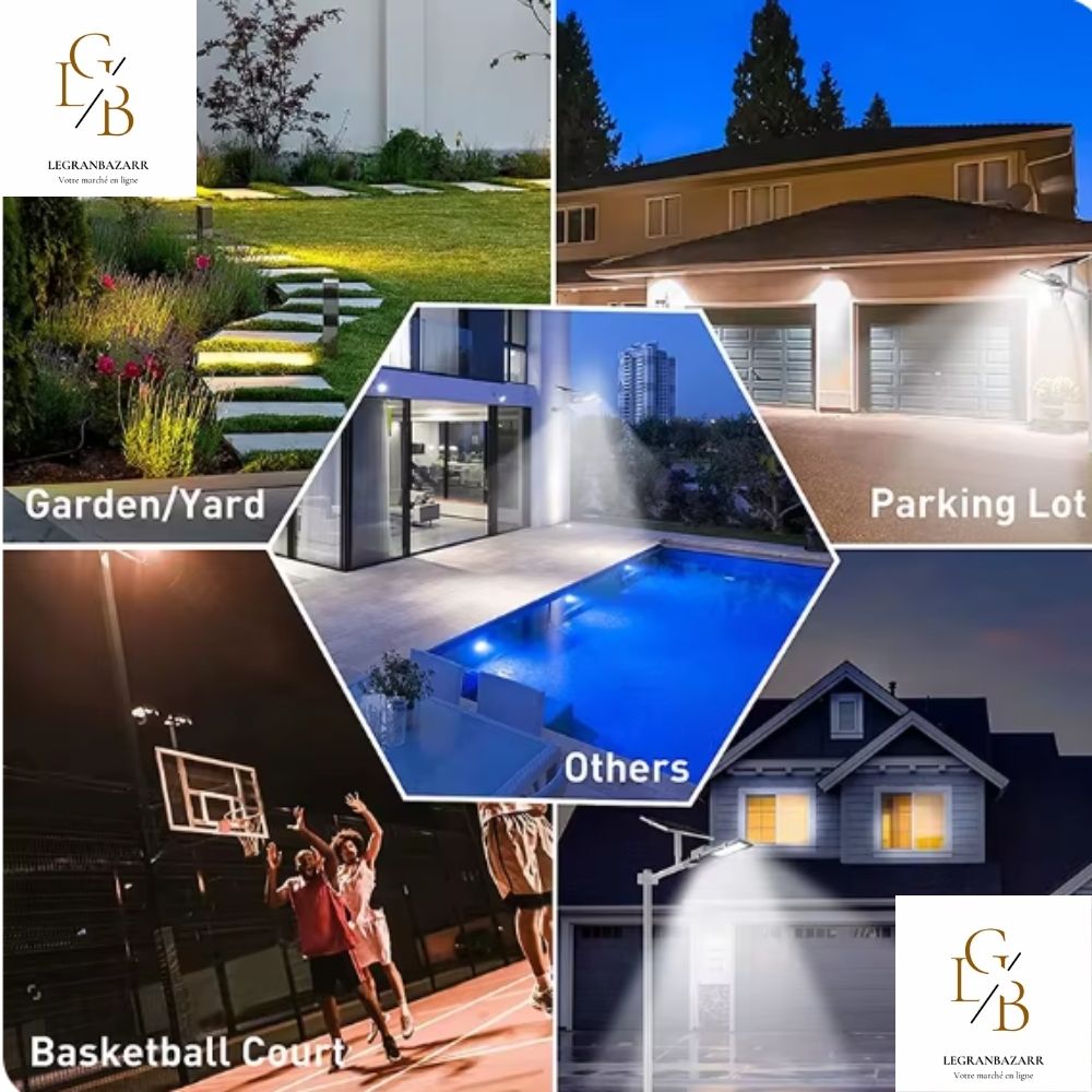 Réverbère Solaire Extérieur Étanche avec Capteur Crépusculaire Automatique - 200W, 6000mAh