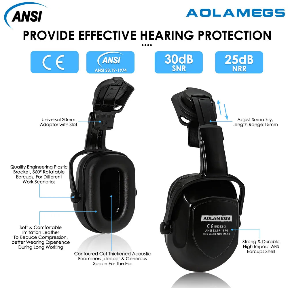 Casque de sécurité à motif en fibre de carbone avec cache-oreilles Gogumbunded intégrés, chapeau AtlanHard, casquette de Wora industrielle ANSI, protection de la tête