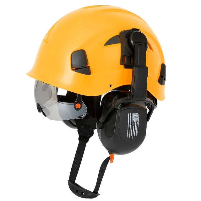 Casque de sécurité à motif en fibre de carbone avec cache-oreilles Gogumbunded intégrés, chapeau AtlanHard, casquette de Wora industrielle ANSI, protection de la tête