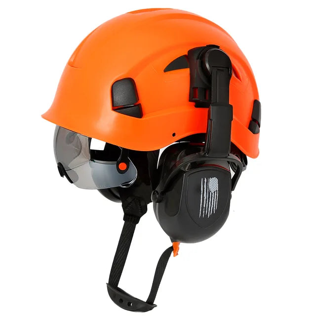 Casque de sécurité à motif en fibre de carbone avec cache-oreilles Gogumbunded intégrés, chapeau AtlanHard, casquette de Wora industrielle ANSI, protection de la tête