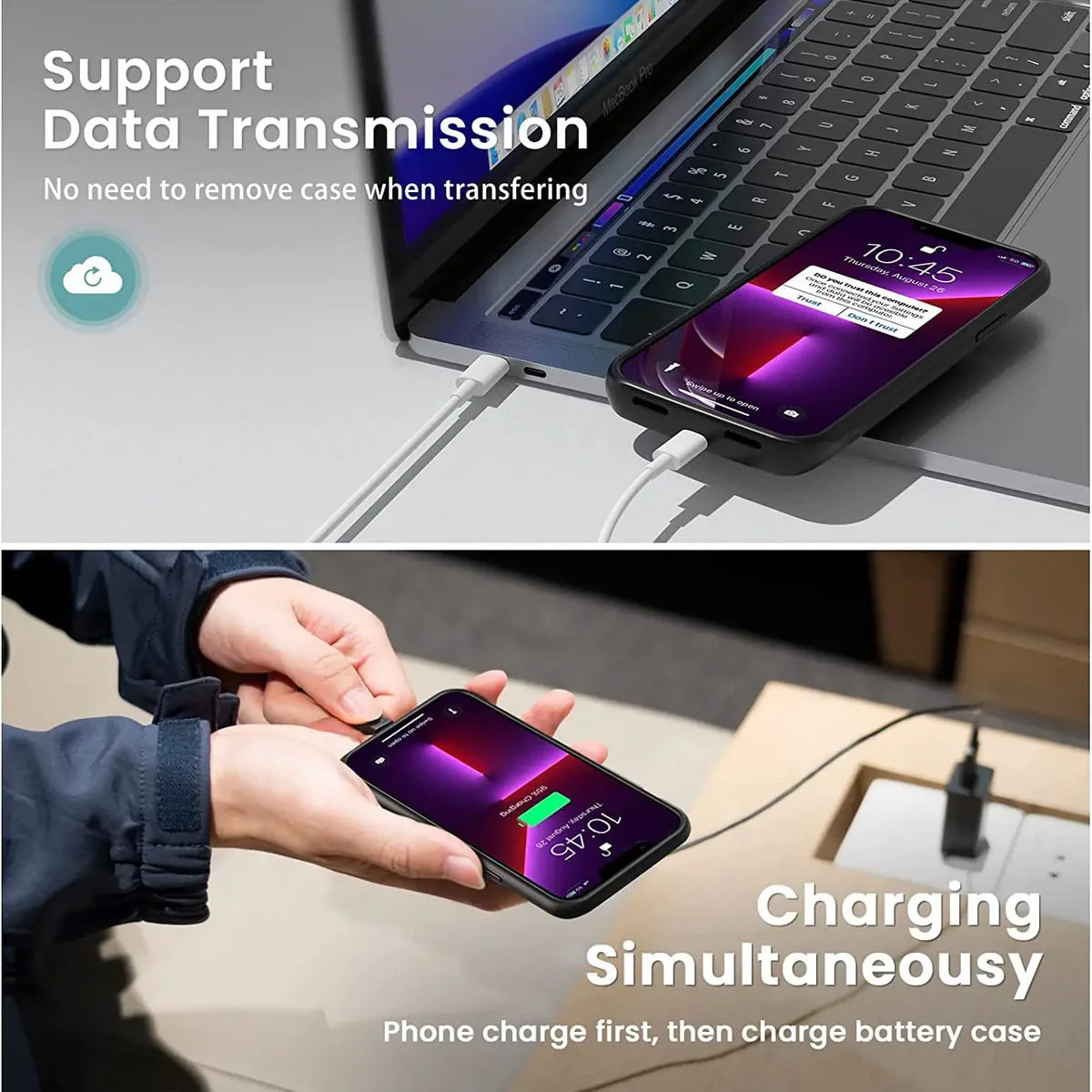 PowerCase™ - Coque Batterie à Recharge Rapide pour iPhone, 5000mAh