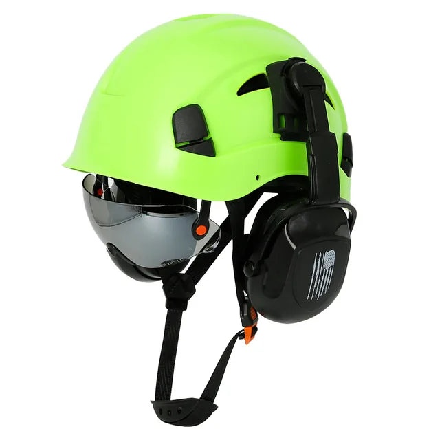 Casque de sécurité à motif en fibre de carbone avec cache-oreilles Gogumbunded intégrés, chapeau AtlanHard, casquette de Wora industrielle ANSI, protection de la tête