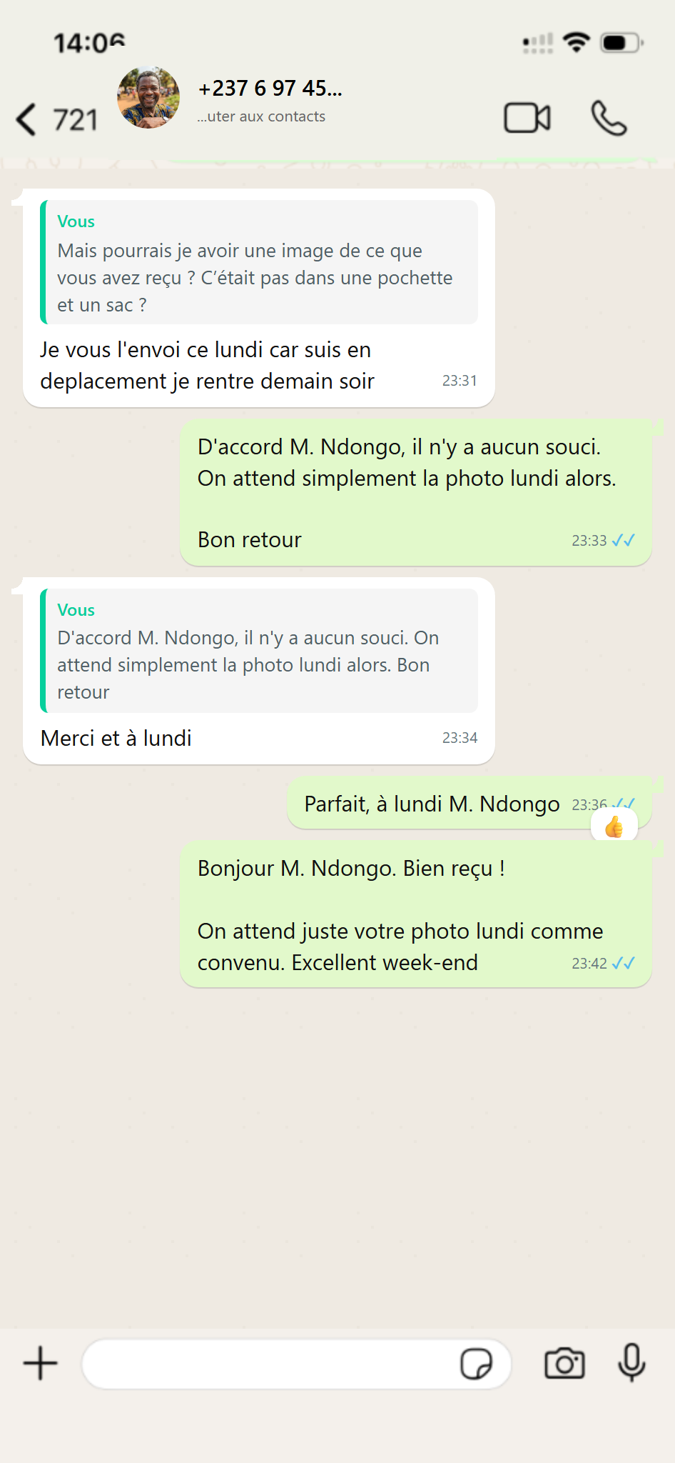 Message client WhatsApp