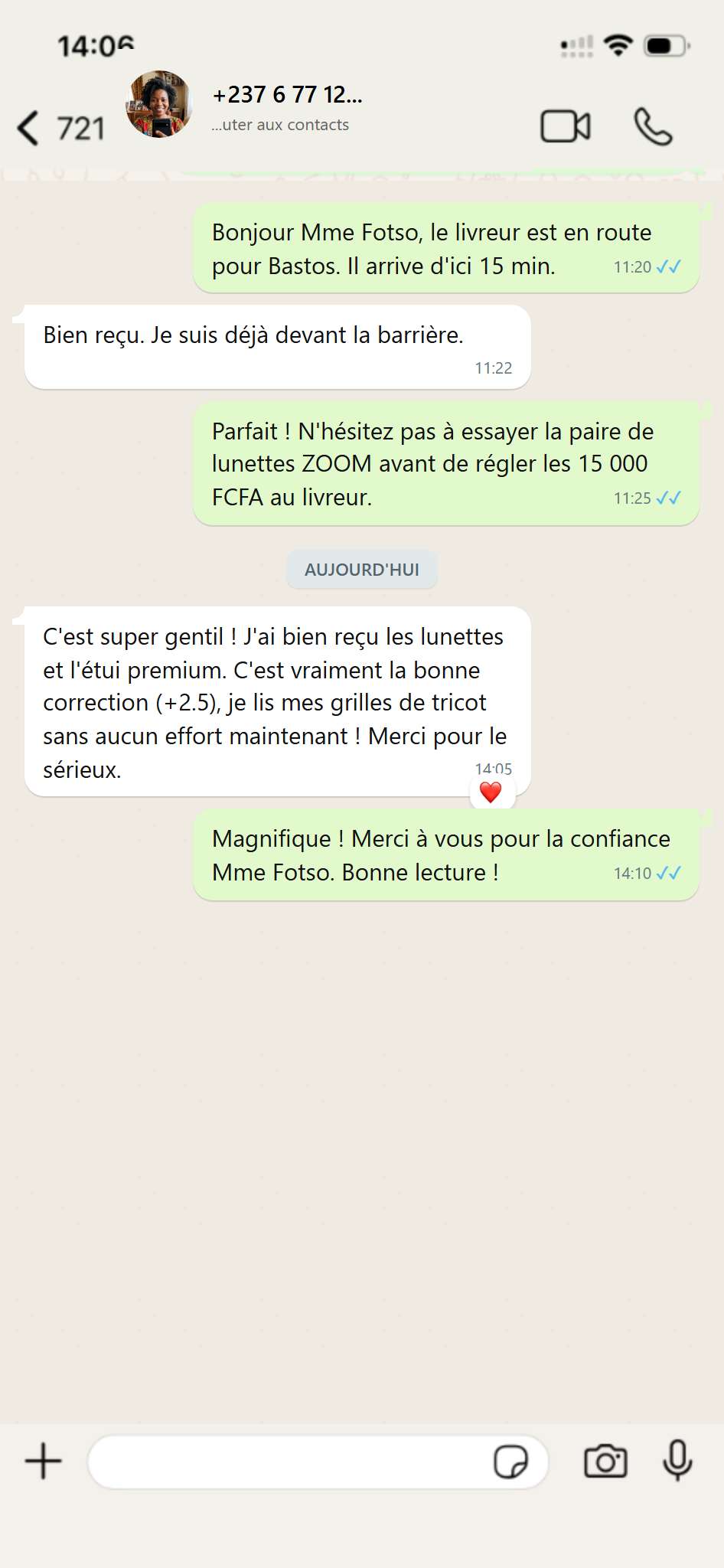 Message client WhatsApp