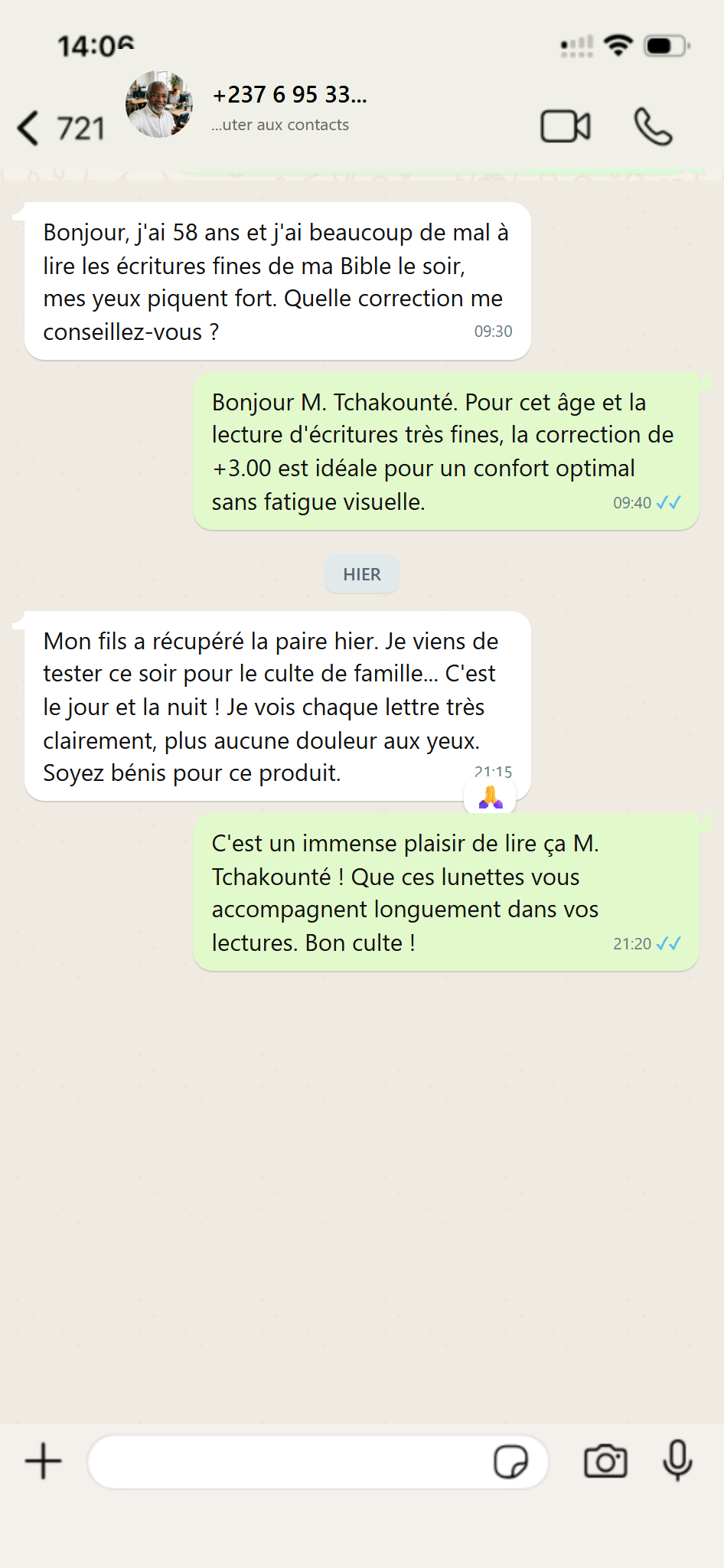 Message client WhatsApp