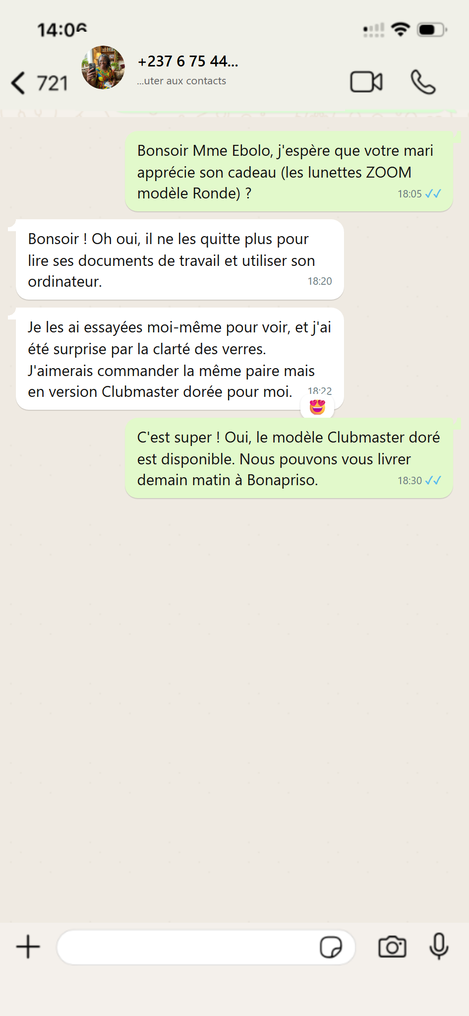 Message client WhatsApp
