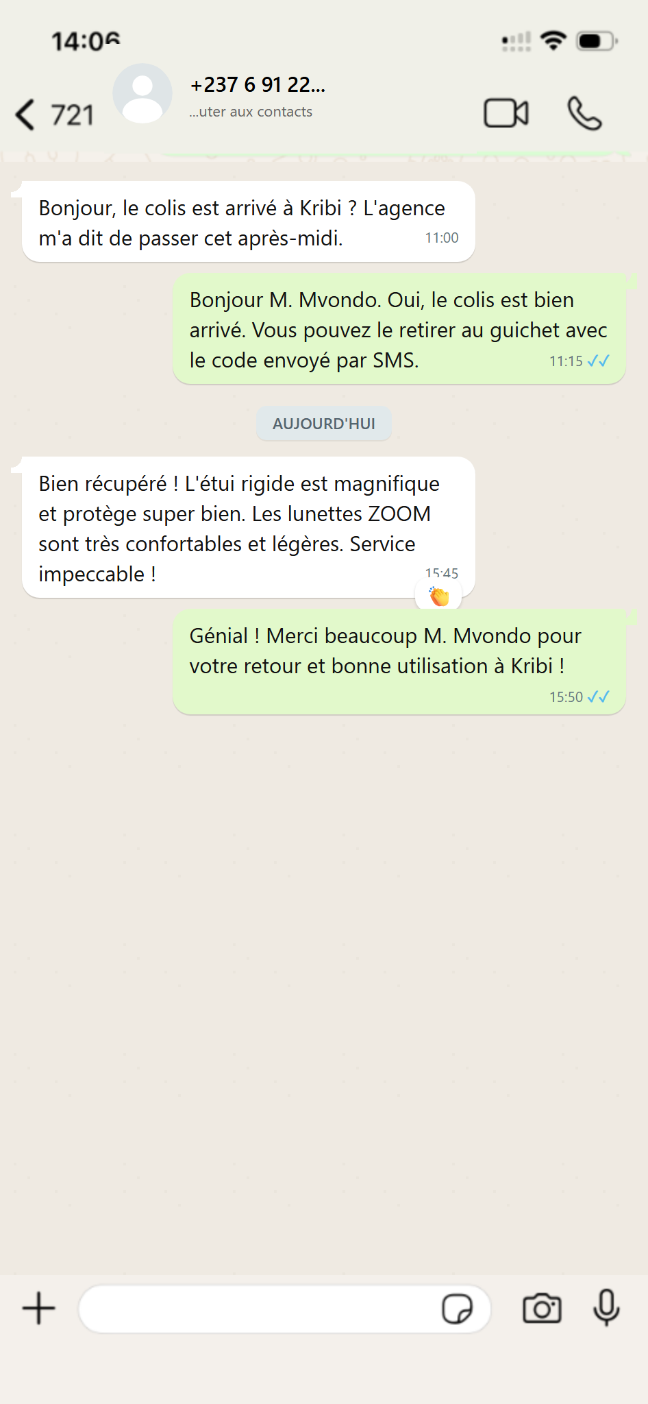 Message client WhatsApp